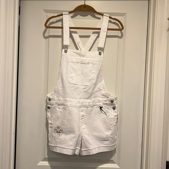 Wallflower White Short Overalls Size L - Picture 1 of 16